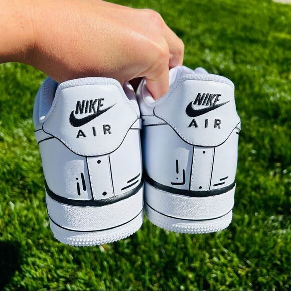 NIKE AIR Force 1 Kid's Custom Black Comic Book Pop Art Sneakers NWB - Picture 5 of 7